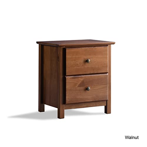 Grain Wood Furniture Shaker 2-Drawer Bedside Nightstand, Solid Wood With Walnut Finish thumb #4
