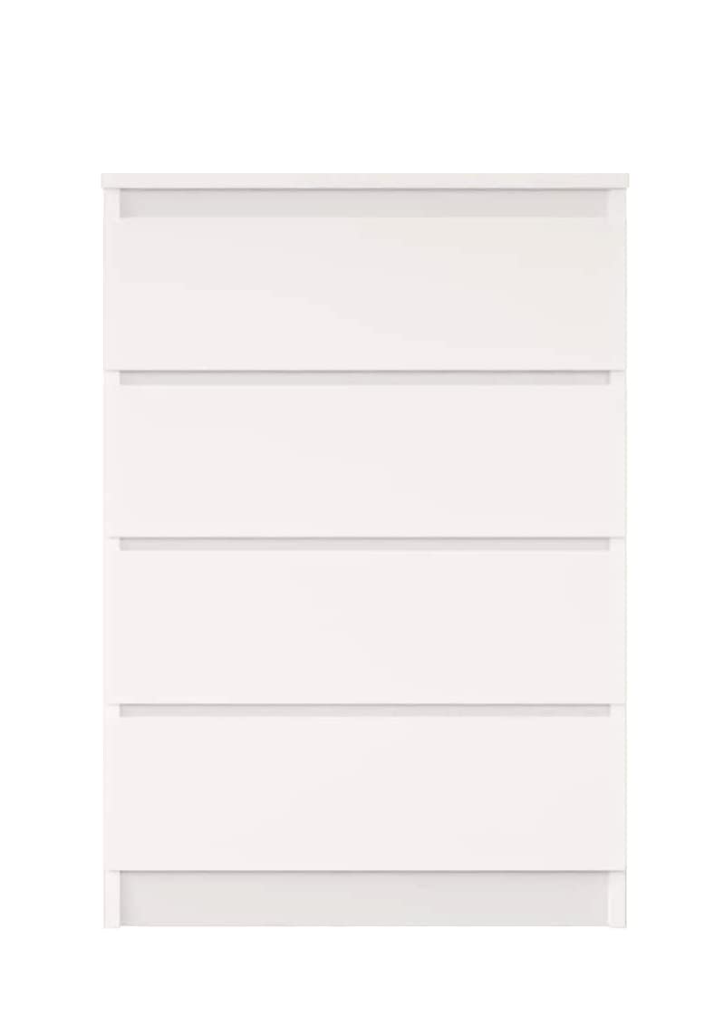 3E 3xE living.com Elegante e spaziosa cassettiera Demii 4 cassetti 102cm, colore bianco, perfetta per il soggiorno, l'ufficio, la camera da letto, dimensioni: 70 x 39 x 101 cm