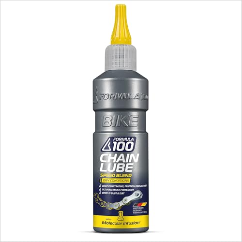 Formula 100 Dry Conditions Bike Chain Lube – Dry Weather Lubricant for Bicycles & Electric Bikes – Deep Penetration, Extends Lifetime, Protects Against Corrosion – 120ml (4.06 oz)