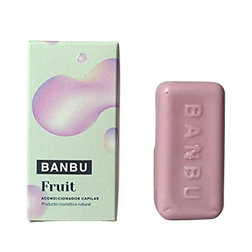 BANBU Acondicionador de cabello sólido Fruit Cabello Rizado Antioxidante 50 gr. Aroma a Fresa Vegano Fabricado en España