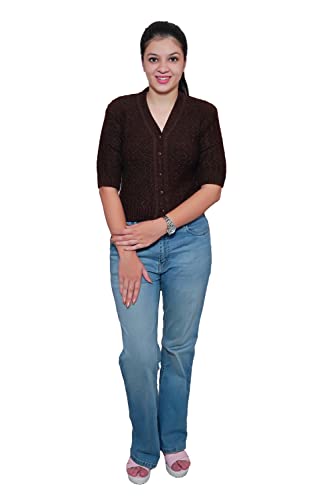 Image of Women's Hosiery Woolen Solid Half Sleeve Sweater Blouse