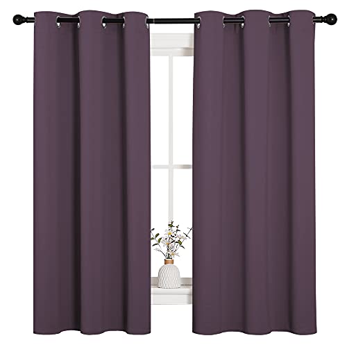 Image of NICETOWN Small Blackout Curtains, Triple Weave Home Decoration Room Darkening Solid Grommet Top Blackout Curtains /Drapes for Bedroom Dining Room(Set of 2, 42 x 63 Inch, Plum)