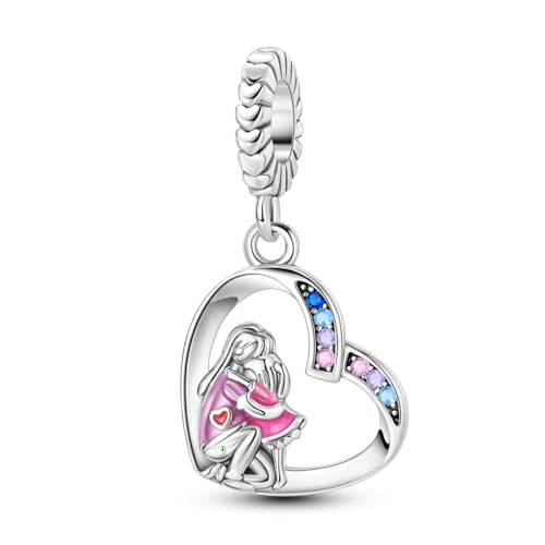 NARMO 925 Charms in Argento Sterling per Braccialetti Amore Abbraccio Charm Famiglia Affetto Pendente Charms