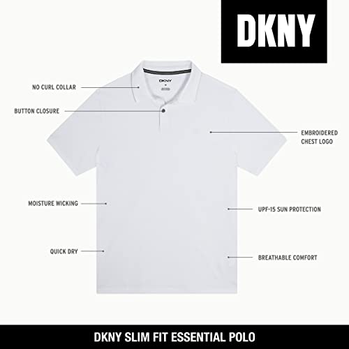 Dkny Men’s Polo Shirt – Cotton Mens Short Sleeve Polo Shirts | No Curl Collar Quick Dry Regular Fit Moisture-Wicking Golf Shirt For Men (Sizes: S-2Xl) White #TOP1
