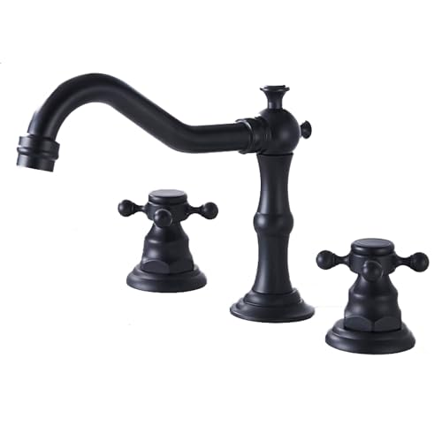 Robinet de lavabo noir à 3 trous style vintage pour vasque