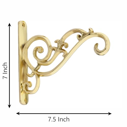 Image of GHAR DWAR Metal Wall Hook Hanging Plant Bracket Decorative Straight Plant Hanger for Pots, Bird Feeders, Planters, Lanterns, Macrame, Wind Chimes Indoor Outdoor (Pack of 4, Gold)