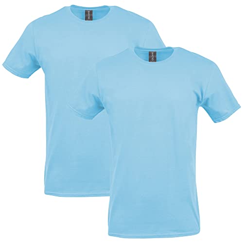 Gildan Adult Softstyle Cotton T-Shirt, Style G64000, Multipack, Light Blue (2-Pack), Large