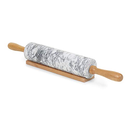 Homiu Marble Rolling Pin with Wooden Stand