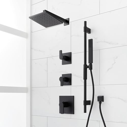 Signature Hardware 484700 Hibiscus Thermostatic Shower System, Matte Black