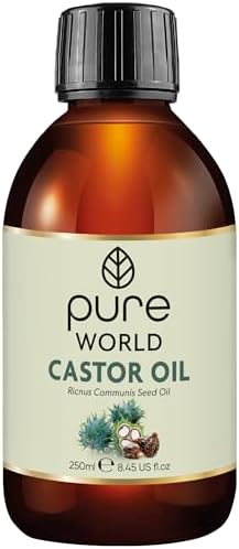 Pure World Natural Castor Oil 250ML (8.45 Fl Oz) Cold & Fresh Pressed 100% Pure & Undiluted Pure Hexane Free, Eyebrows, Nails, Beard, Hair, Eyelash Cruelty Free Vegan Food Grade too