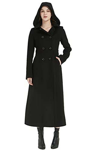 PLAERPENER Manteau d'hiver à capuche en laine cachemire pour femme, Noir , 46 Cover