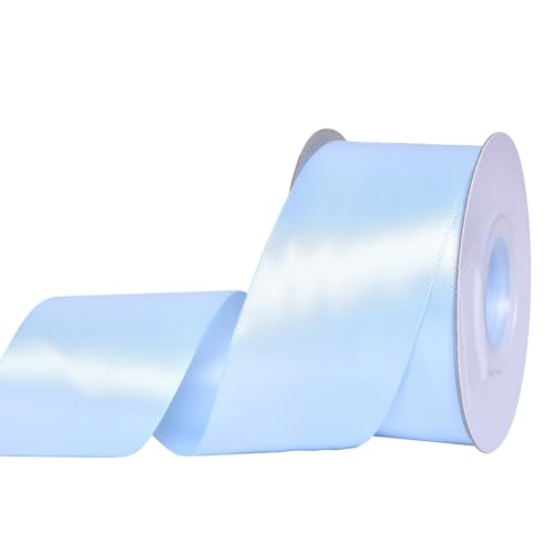 Ribest Light Blue Double Faced Satin Ribbon, 2 Inch Continuous 25 Yards