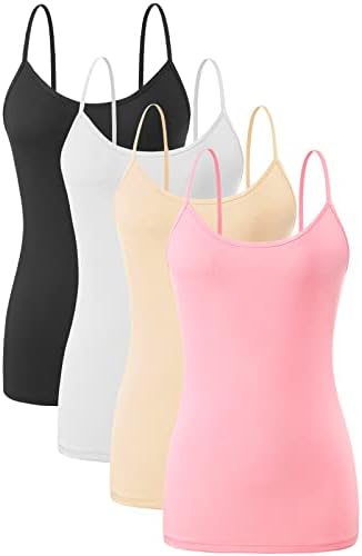 TRAVEL MADE EASY AMVELOP 2-4 PCS Camisole for Women Casual Sleeveless Layer Undershirt Adjustable Spaghetti Strap Tank Top Outfit
