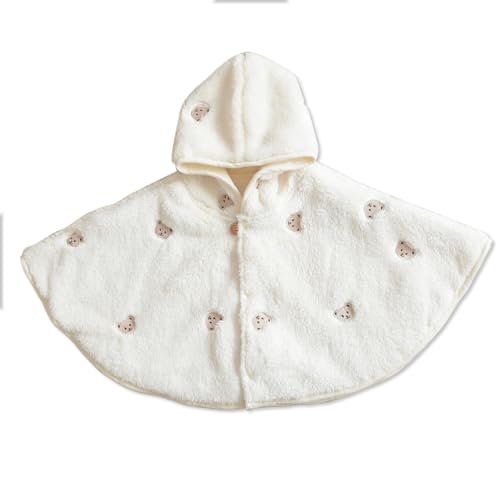 SONARIN Caliente Capa con Capucha para Bebé,Lindo Recien Nacido Poncho Abrigo Chaqueta Gruesa Niños Pequeños Traje de Invierno Ropa para Bebé Niñas Niños 1-3 Años(Oso)