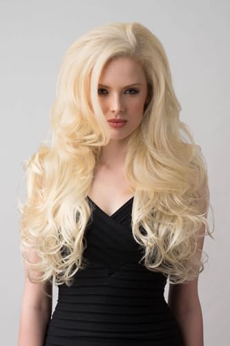 Postiche blonde longue 3/4 solution cheveux fins demi-perruque boucles Zara