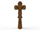 Christian Cross for Priest Wood Carved Crucifix