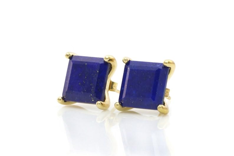 Boucles d'oreilles lapis-lazuli en argent 925 plaqué or de qualité