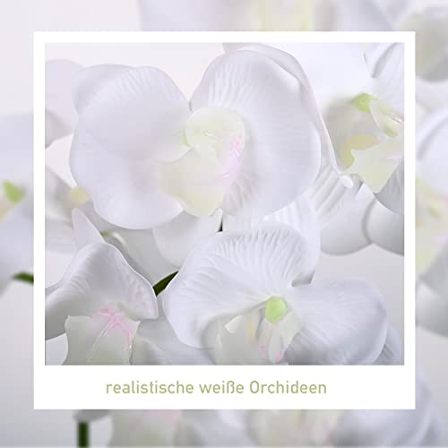 Fake Orchid 23" White Orchid Artificial Flowers Fake Plants Large Artificial Orchid Real Touch Flower Fake Flowers In Vase Mothers Day Flowers Table Centerpiece Gold Vase Faux Flowers Decor Indoor #TOP5