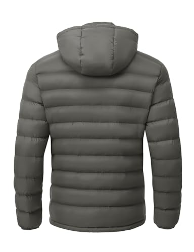 Image of TBMPOY Men's Lightweight Puffer Jackets Detachable Hood Water-Resistant Casual Winter Coat Hooded Insulated for Travel Ski