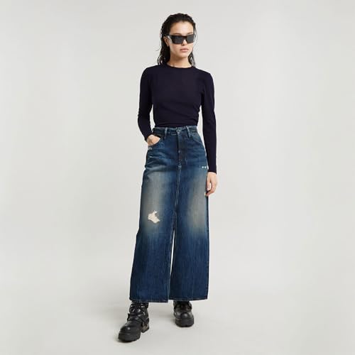 Miniatura 4 de G-Star Para Mujer Falda Viktoria Long, Azul Worn In Mountain Dusk Destroyed D24385-D499-G816 , 28