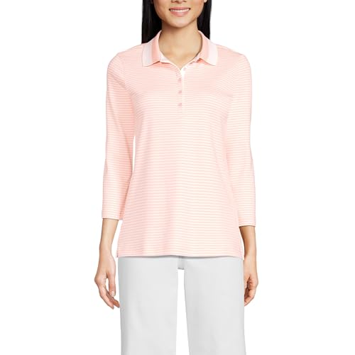 Lands' End Women's 3/4 Sleeve American-Grown Supima Cotton Polo Shirt