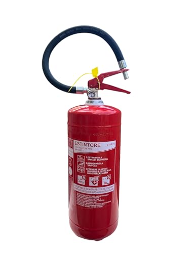 Estintore A Polvere kg 6 2025 Omologato E Certificato Con Staffa E Cartello Pvc Adesivo Per Uffici Negozi Hotel Case Vacanze B&B UNI EN 3-7 Con Cartellino Di Manutenzione Semestrale