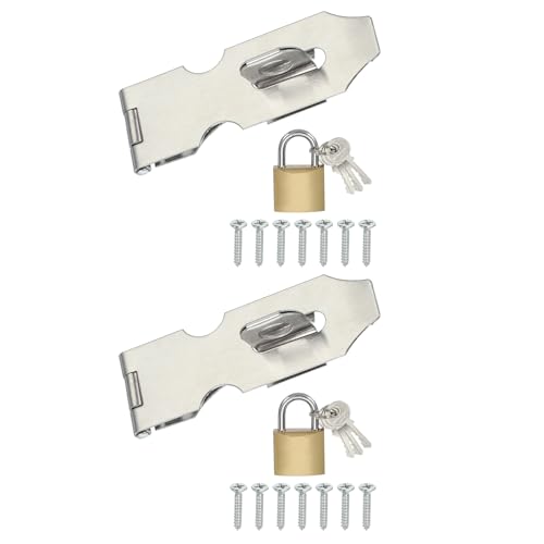 Image of PATIKIL 3.0 Inch Door Lock Hasp Latch, 2 Pack 304 Stainless Steel Security Padlock Latch Door Gate Lock Hasp with Screws for Gate Cabinets Shed Closet Lockers, Silver