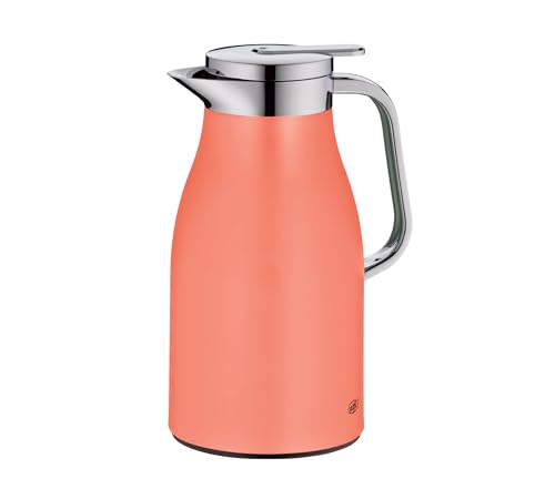 alfi SKYLINE 1,0l, deep apricot, Edelstahl-Isolierkanne mit hygienischem Hartglaseinsatz, Drehverschluss mit bequemer Drucktaste, ergonomischer Griff, ideal als Kaffeekanne, Teekanne, BPA-frei