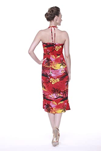 Image of Hawaii Hangover Family Matching Hawaiian Clothes, Sunset Red | Family matching Hawaiian outfits, Sunset Red, lightweight rayon, machine washable, tropical floral print, luaus, cruises