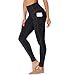 TOPLUS Damen Sport Leggings Yogahosen mit 2 Taschen, Schwarz Sporthose Yogahose Streetwear