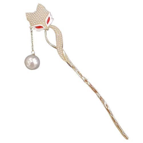 Veemoon 女性用ヘアフォーク 属製 狐デザイン ヘアスティック 髪まとめ用 ヘアアクセサリー お団子髪に 和風モダン風