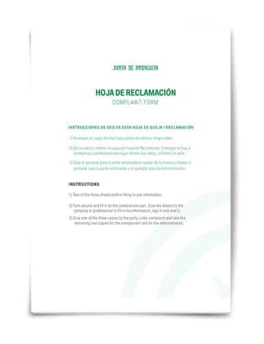 Libro Hojas de Reclamación de Andalucía (10 juegos) 2022