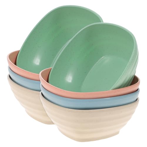 GOOHOCHY 8個 小麦わら製耐熱正方形ボウル 食洗機対応 軽量で割れにくい ご飯 スープ サラダ用 家用 アウトドアに