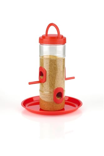 Image of Hanging Bird Feeder 1000g Weatherproof Seed Feeder, Red, Pack of 1