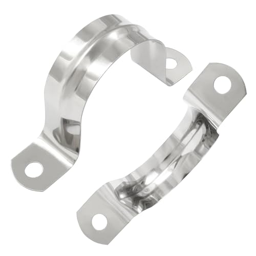 Image of Hitefu Stainless Steel Rigid Pipe Strap, M40 1-1 /2 inch, 30PCS | Two Hole Strap, U Bracket Pipe Clamps, Heavy Duty, For Conduit and Cables