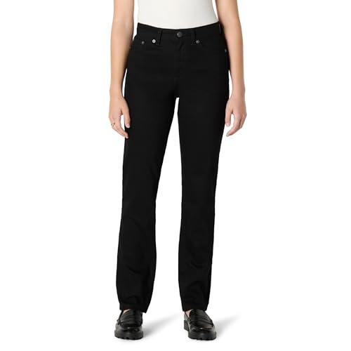 Amazon Essentials Vaqueros Rectos de Tiro Alto Mujer, Negro, 46