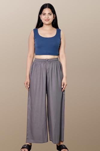 Image of KASANI Women's Solid Rayon Palazzo Pants Regular Palazo