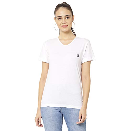 Image of Mack Jonney Cotton Blend V Neck Half Sleeve T-Shirt for Women Regular Fit (Pack of 2)