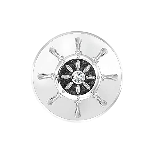 ANDANTE Chunk Click-Button Druckknopf ** Ruder Schiff Steuerrad mit Kristall ** für Chunk-Armbänder, Chunk-Ringe, Chunk-Schlüsselanhänger und andere Chunk-Accessoires + Organzasäckchen