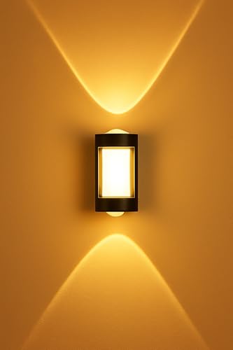 Image of Modern Up & Down LED Wall Light for Home | Warm White Decorative Wall Lamp for Bedroom, Living Room, Hallway | Outdoor /Indoor Waterproof Wall Sconce (Black Finish)