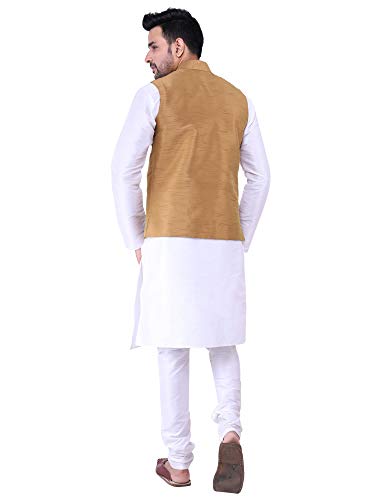 Image of Sadree Silk Men's Kurta Pajama Waistcoat or Nehru Jacket Set