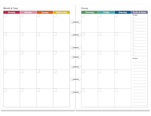 Planificateur mensuel coloré non daté 14,7 x 21,1 pour bureau et voyages