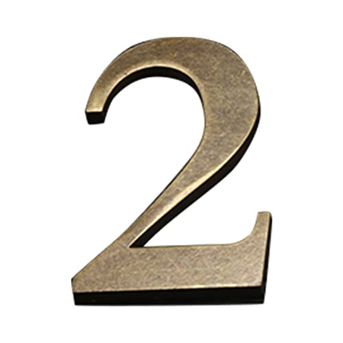 Zayookey Número de Casa Antigüedad Cobre Números de Puerta 4 Pulgadas (10 cm) Número de Dirección Metal Número 3D Autoadhesivo Modern Alloy House Number (Número de puerta 2)