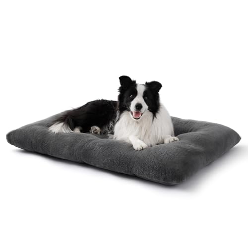 BEDSURE Hundebett Waschbar Extra Groß - XL Hundekissen Bett Beruhigende Hundematratze mit Rutschfestem Boden, Hund Angst Kissen für Sehr Große Haustiere, Grau, 104x69x8cm