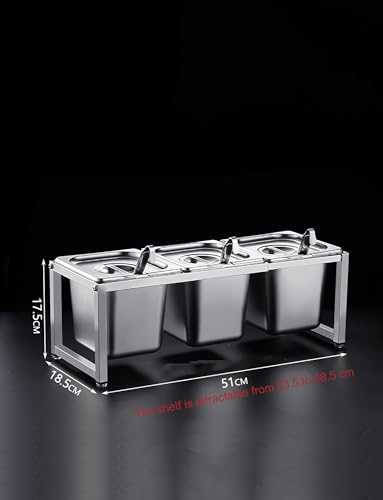 Dispensador de condimentos de acero inoxidable con soporte integrado para salsas, especias, almacenamiento duradero de cocina para restaurantes, bares, catering