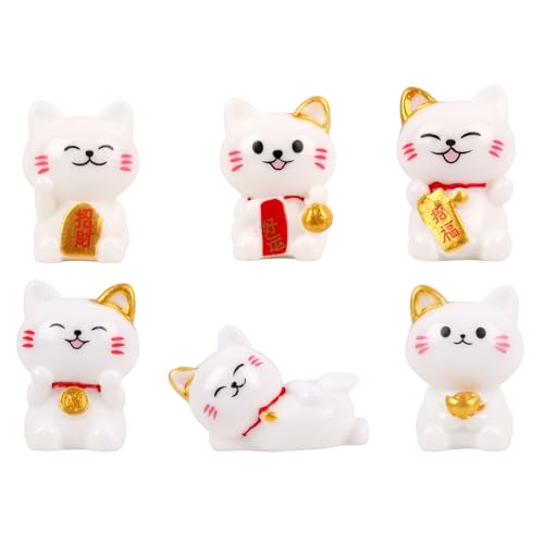 sulanmo 12 Mini Figurines de Chat Maneki Neko, Statuette Chat Porte-Bonheur Chinois 2,6cm, Mini...
