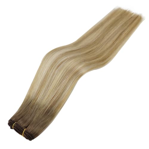 Image of Full Shine Invisible Weft Hair Extensions 16 Inch 105G Balayage Hair Weft
