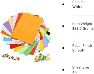 A3 Coloured Paper (20 Sheets)120-180 GSM for Art and Craft 16.5 inches x 11.7 inches x 0.1 inch