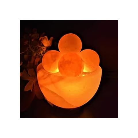 Himalayan Salt Lamp Fire Bowl 2-3Kg 100% Natural Crystal Pink Rock Salt Lamp Hand Crafted Wooden Base Salt Lamp for Aromatherapy Warm Night Lamp with UK Plug Gift (Fire Bowl with Pink Salt Balls) Cover