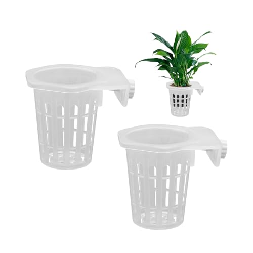 Image of WishLotus 2Pcs Aquarium Plant Holder, Hollow Design Hanging Aquarium Planter Cups with Hook, Aquarium Plant Baskets for Fish Tank Aquarium Hydroponics & Aquatic Plant (Transparent)
